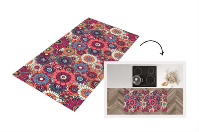 Keukenloper 120x60 cm - Keukenmat vinyl Vintage - Patronen - Bloemen - Planten - Keukenmatten loper - Keuken vloerkleed tapijt