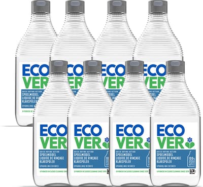 Ecover - Glansspoelmiddel - Voordeelverpakking 8 x 450 ml - Sneldrogend & Streepvrij - Plantaardig & Biologisch afbreekbaar - Fles van gerecycled plastic
