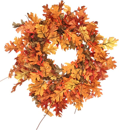 Viv! Home Luxuries Krans - Herfstkrans met Eikenbladeren - oranje - 61 cm