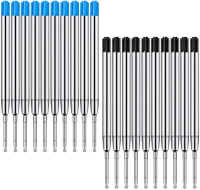 Dailygoods- Balpenvullingen 20 stuks - Vervangbare metalen vullingen - Zwart/blauw - 1,0 mm punt - Sneldrogende inkt - Geschikt voor Parker - Balpen