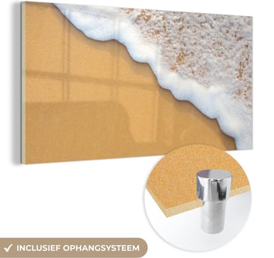 MuchoWow® Glasschilderij 40x20 cm - Schilderij acrylglas - Strand - Water - Zee - Tropisch - Zomer - Foto op glas - Schilderijen