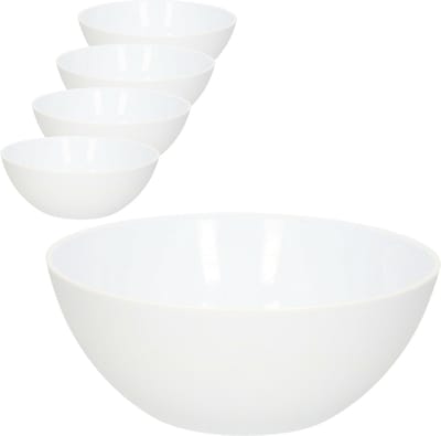 PlasticForte Dessert en serveer schaaltjes / kommetjes - 4x - 950 ml - wit - kunststof - rond - 17 x 7 cm