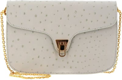 COCCINELLE Leren Schoudertas Beat Ostrich Crossbody Gelso Kaki