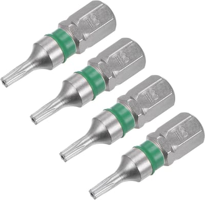 Torx Schroevendraaier Bits T8 25mm met 1/4 Inch Hex Shank, S2 Staal, 4 Stuks voor Automatische Reparatie en Klusprojecten