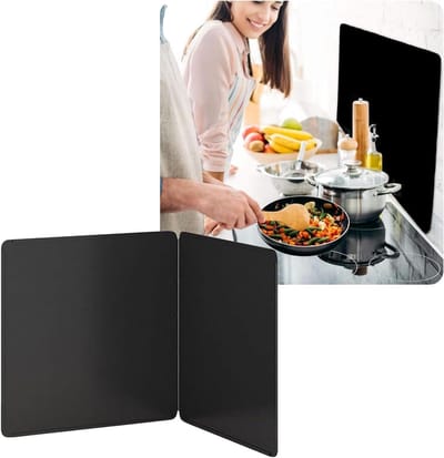 Opvouwbaar Spatscherm - Oliescherm Vetvanger - Koken en Afwassen - Warmte-isolerend Koolstofstaal - 30 x 40 cm - Zwart