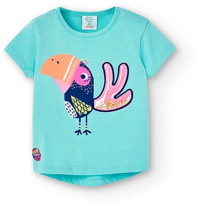 Boboli 248015 T-shirt Met Korte Mouwen Blauw 9 Months Meisjes