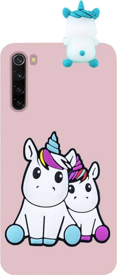 ADEL Siliconen Back Cover Softcase Hoesje Geschikt voor Xiaomi Redmi Note 8 (2021/ 2019) - Eenhoorn Roze