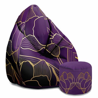 DreamRoots Oxford Zitzak voor Volwassenen – Luxe Beanbag met Voetsteun en Afneembare Hoes – Inclusief Vulling – 80x80x120 cm - Purple Amazing