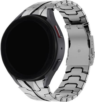 BALR Samsung Galaxy Watch RVS stalen band (zilver) – Geschikt voor Galaxy Watch 4 / 5 / 6 & Classic modellen – Luxe metalen horlogebandje van roestvrij staal met stevige vouwsluiting