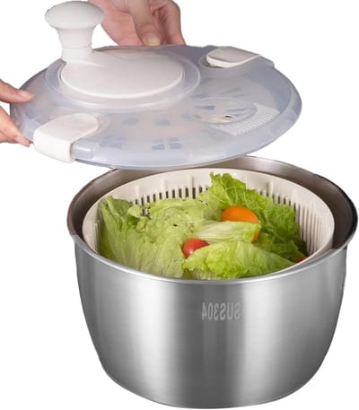 Salade Droger - Groente Centrifuge - Salades Maken - Antislip Bodem - 5 Liter Capaciteit - Zilver