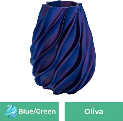 Oliva organische vaas – Decoratieve vaas - Blauw / Groen - 3d geprinte vaas – geschikt voor droogbloemen - 30CM