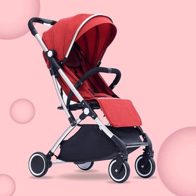 Kinderwagen Buggy - Draagbare Kinderwagen - Comfortabel Reizen - Vierwielophanging - Compact Opvouwbaar - Rood