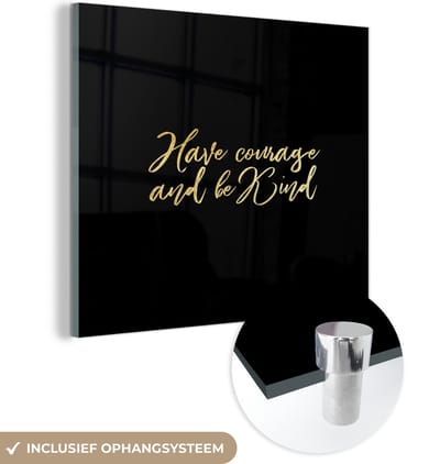 MuchoWow® Glasschilderij 50x50 cm - Schilderij acrylglas - Quotes - Zefvertrouwen - Goud - Zwart - Foto op glas - Schilderijen