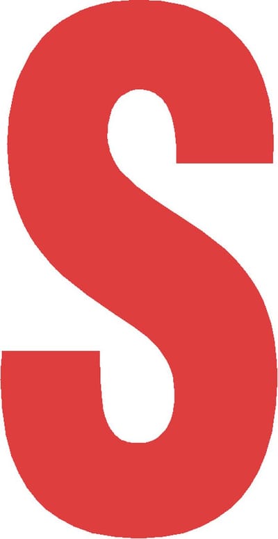 Letter S 10x5CM ROOD naam, woord, magazijn, stellingen, showroom, bedrijf, route, openbare gebouwen