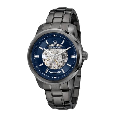 Maserati - Watch - Herenhorloge - Polshorloge - R8823121002 - Successo - Automatic - Automatisch uurwerk - Gunmetal - Blauw - Roestvrijstaal - 44 MM
