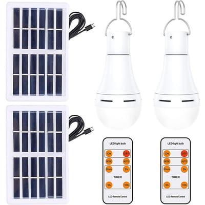 Zonne-energie LED-lamp Binnen- en Buitennoodverlichting Draagbare Nachtmarkt Campinglamp 2 Packs wit