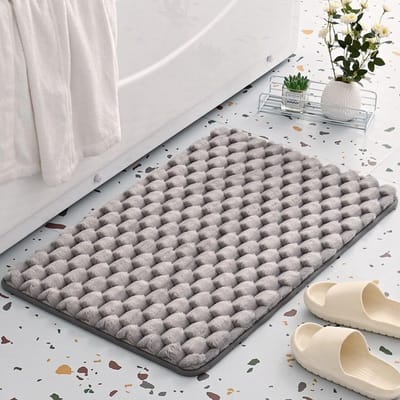 Antislip Badmat, Waterabsorberende Geometrische Badmat, Zacht en Lichtgewicht, 50x80 cm (Grijs)