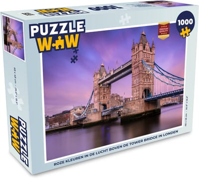 Puzzel Roze kleuren in de lucht boven de Tower Bridge in Londen - Legpuzzel - Puzzel 1000 stukjes volwassenen