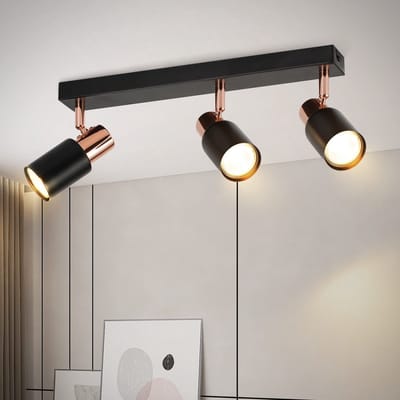 NETTLIFE Opbouwspot - GU10 Fitting - roségoud - vierkant - L 38cm - Moderne Plafondlamp - Metaal - 355° kantelbaar - Plafondspot - voor Woonkamer | Slaafkamer | Gang - Zonder Lichtborn- 3-Lichts