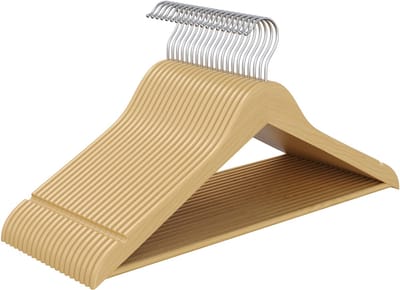SONGMICS - Kledinghangers - Houten Kledinghangers Set van 20 - Ruimtebesparend - 360° Draaibare Haak