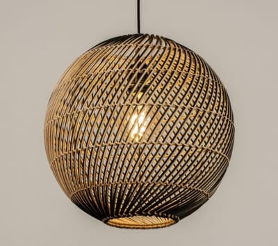 Lumidora Hanglamp 15550 - MAZE - E27 - Zwart - Naturel - Riet - ⌀ 40 cm
