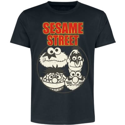 Sesame Street T-shirt - Monster Street - M tot 3XL - voor Mannen - zwart