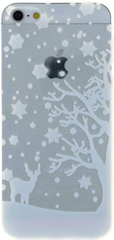 Peachy Wit winter kerst silicone geschikt voor iPhone 5 5s SE 2016 hoesje case cover