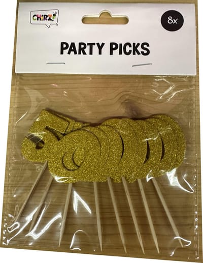 Cocktailprikkers 50 jaar - goud - glitter