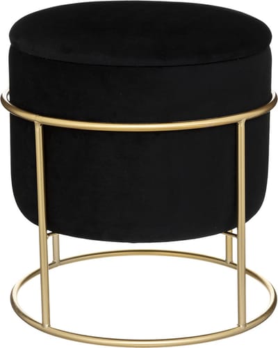 Fluwelen Opberg Ottoman 24 cm - Overig - Zwart - Zwart - SILUMEN