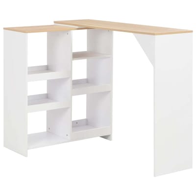 vidaXL - Bartafel - met - verplaatsbaar - schap - 138x39x110 - cm - wit