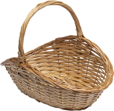 Rieten Houten Mand - Boommand Plankmand - Haardhout Opslag - Rustieke Natuurlijke Look - 50 x 30 x 8/20 cm
