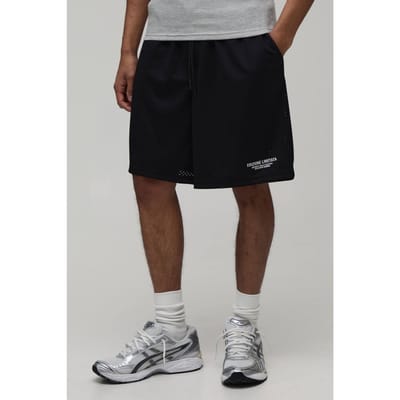 Baggy Fit Bedrukte Mesh Jersey Short | Black | Size XS