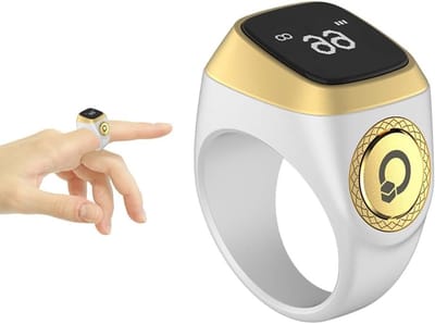 Digitale Smart Ring Telmachine voor Tasbih, Elektronische Telring voor Moslims, Intelligente Tasbeeh Telteller, Perfect voor Gebed en Meditatie (Wit, 20MM)
