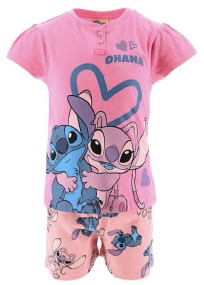 Disney Lilo&Stitch Pyjama - Shortama - Roze - Stitch en Angel - Katoen - Maat 98 - 3 Jaar