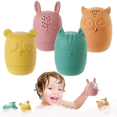 Baby Badspeelgoed set - 4 stuks siliconen badspeelgoed - BPA-vrij en veilig voor baby's