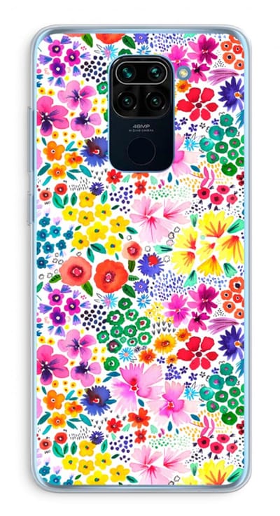Case Company® - Hoesje geschikt voor Xiaomi Redmi Note 9 hoesje - Little Flowers - Soft Cover Telefoonhoesje - Bescherming aan alle Kanten en Schermrand