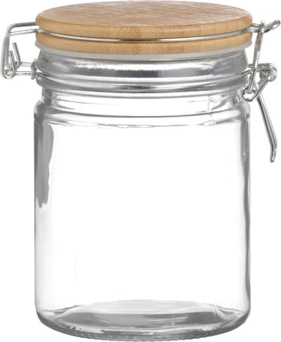 Urban Living Voorraadpot/bewaarpot - 700 ml - glas - met beugelsluiting - bamboe deksel