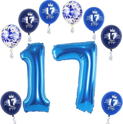XL Folieballon Nummer 17 - Blauwe Helium of Luchtballon voor Verjaardag (80 cm)