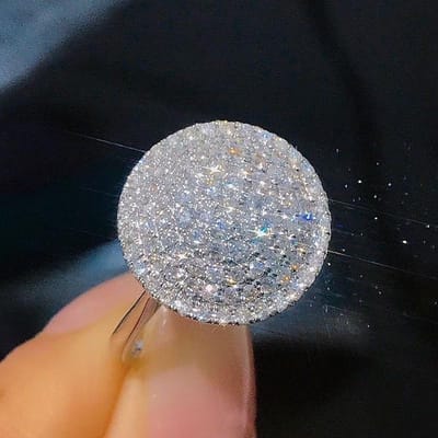 Huitan Sprankelende CZ Damesringen Ronde Vorm Mode Veelzijdig Damesjuweel Volledig Bling Iced Out Bruiloft Verloving Accessoires 7 gray