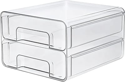 Famanu - Koelkastlade, dubbellaags, stapelbaar, voor koelkast, keuken en kasten, transparante worstorganizer