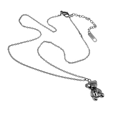 Ketting met Schattige Teddybeer Hanger, Beer Hanger Ketting Dames, Roestvrij Staal - Verstelbaar 40-45cm