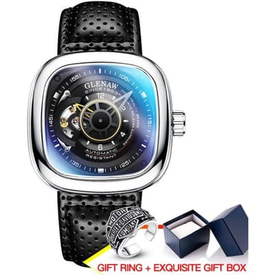beroemd Merk Horloge Montre Automatique Luxe Chronograaf Vierkant Groot Wijzerplaat Horloge Hol Waterdicht Heren Mode Horloges gray