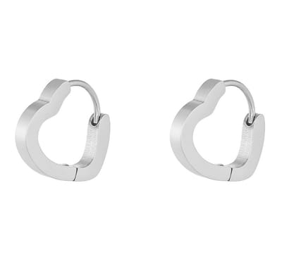 Joy Ibiza - hartje oorbellen - klap scharnier - hartje oorringen - 1.7 cm - stainless steel