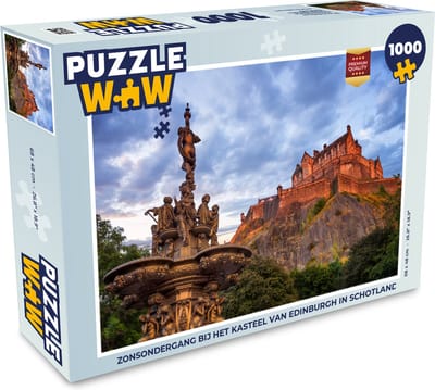 Puzzel Zonsondergang bij het kasteel van Edinburgh in Schotland - Legpuzzel - Puzzel 1000 stukjes volwassenen