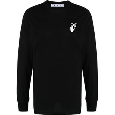 T-shirt à manches longues et col rond avec motif flèche logo Off-White AH21 Homme Hauts Noir OMAB001F21JER0011084 M gray