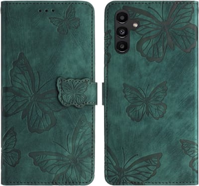 Coverup Hoesje - Geschikt voor Samsung Galaxy A26 Hoesje - Coverup Vlinders Book Case - Groen