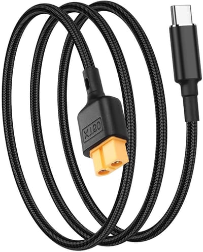 USB C naar XT60 Oplaadkabel 100W 20V/5A voor RC Lipo Batterijen, Quadcopter en Multicopter (1M/3FT) - Ideaal voor Aero Modellering en Drone Accu's