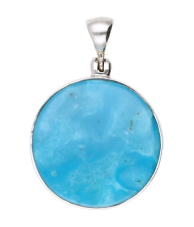 Zilveren Turkoois Turquoise edelsteen rond glad groot kettinghanger