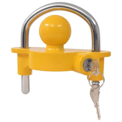 vidaXL - Aanhangwagenslot - met - 2 - sleutels - staal - en - aluminiumlegering - geel