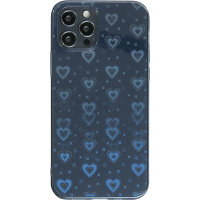 Mocaa iPhone 12 (Pro) 3D Effect Hartjes Hoesje Blauw